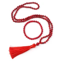 108 mala prayer bracelets necklaces 108 natural red pine stone beads tibetan buddhist buddha bracelet men women yoga jewelry