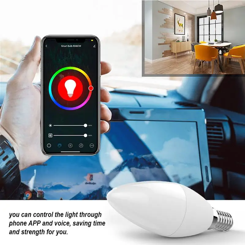 

E14 Smart WiFi Tuya LED Bulb RGB CW Dimmable LED Lamp Voice Control Magic Bulb 7W Candle Work With Alexa Google Home Assistant