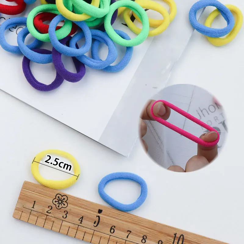 50 Pieces Set Girl Colorful Ornament Nylon Elastic Hair Bands Ponytail Hair Accessories Holder Rubber Bands Scrunchie Headband