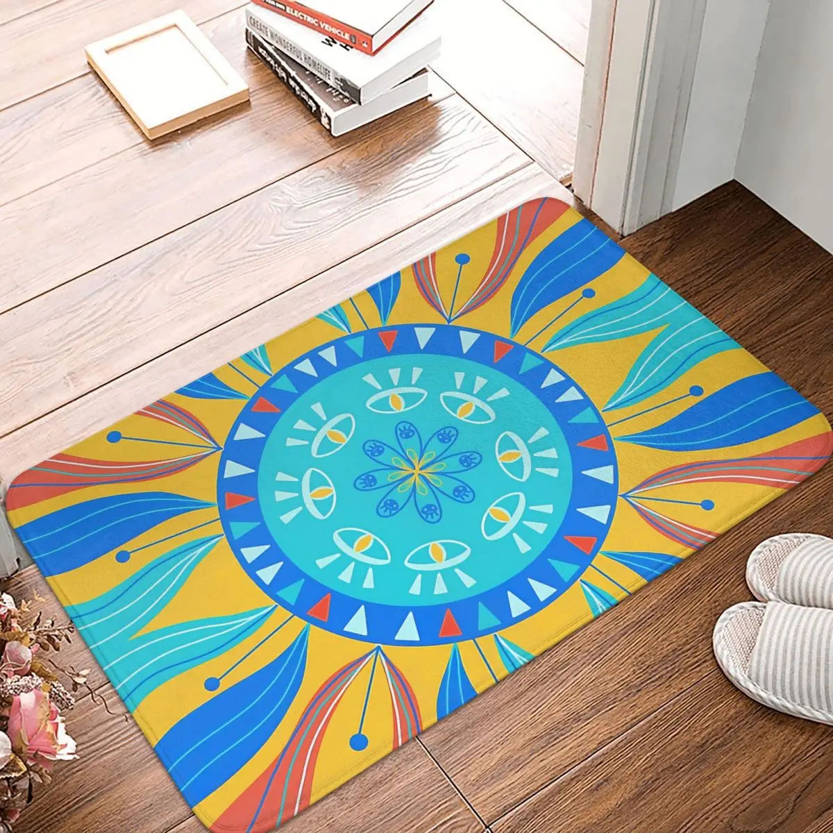 

Mystic Eye Swirl Mandala Mandala Evil Eye Anti-Slip Rug Doormat Living Room Mat Balcony Carpet Entrance Door Decorative