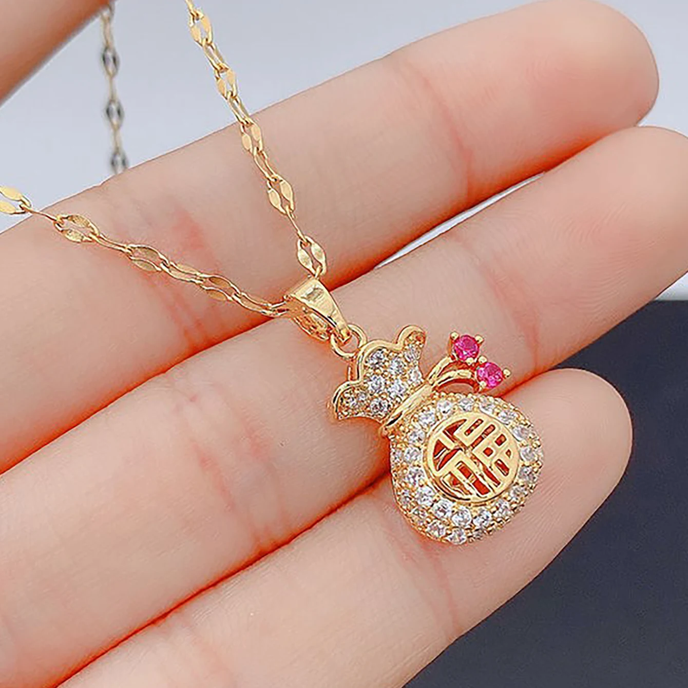 Милое Ожерелье С Подвеской На Удачу И Креативными Женскими Украшениями Fianit Для