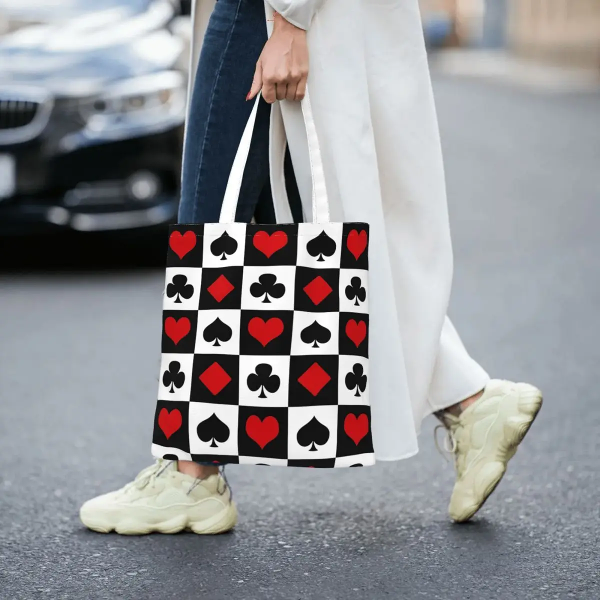 Playing Card Totes Canvas Handbag Women Canvas Shopping Bag