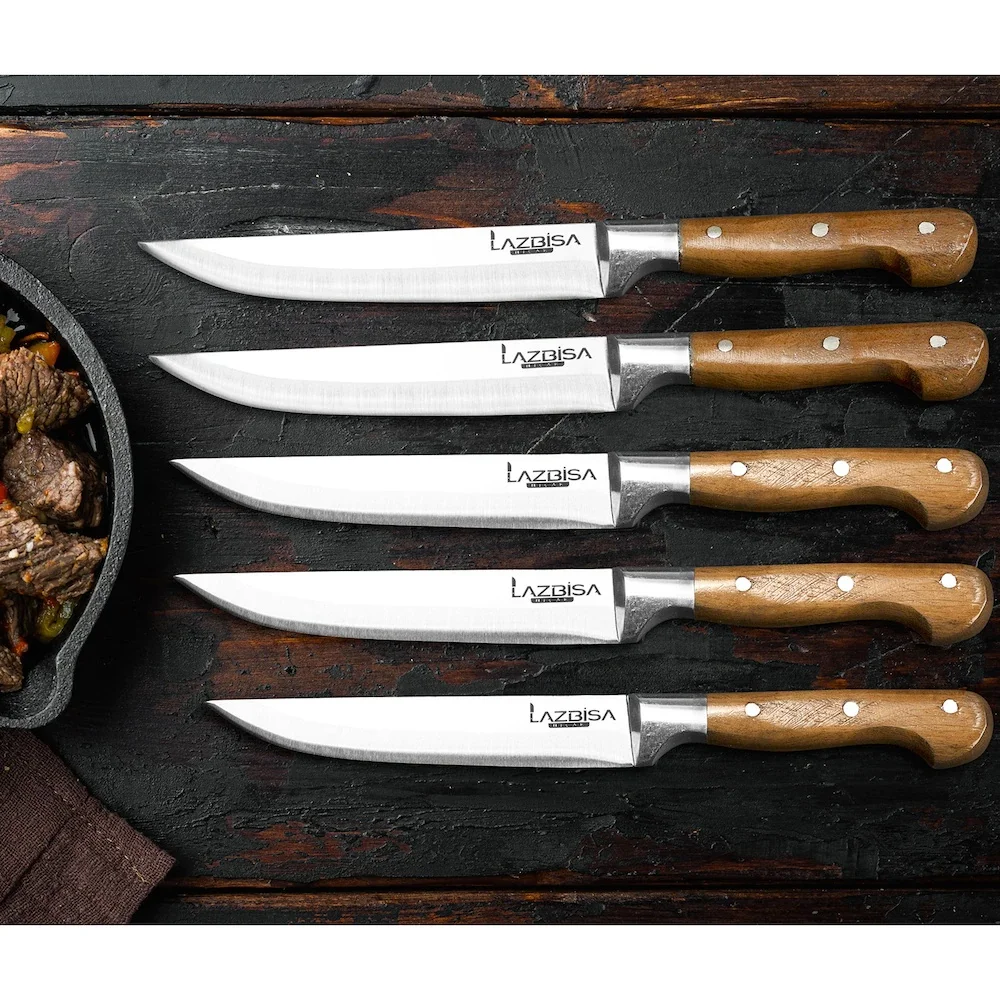 

Lazbisa Kitchen Knife Set Meat Fruit Vegetable Bread Knife 5 Set
