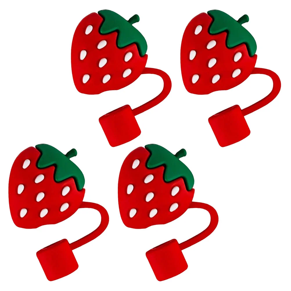 

Strawberry Plugs Silicone Cover Tips Straws Caps End Protectors Covers Drinking