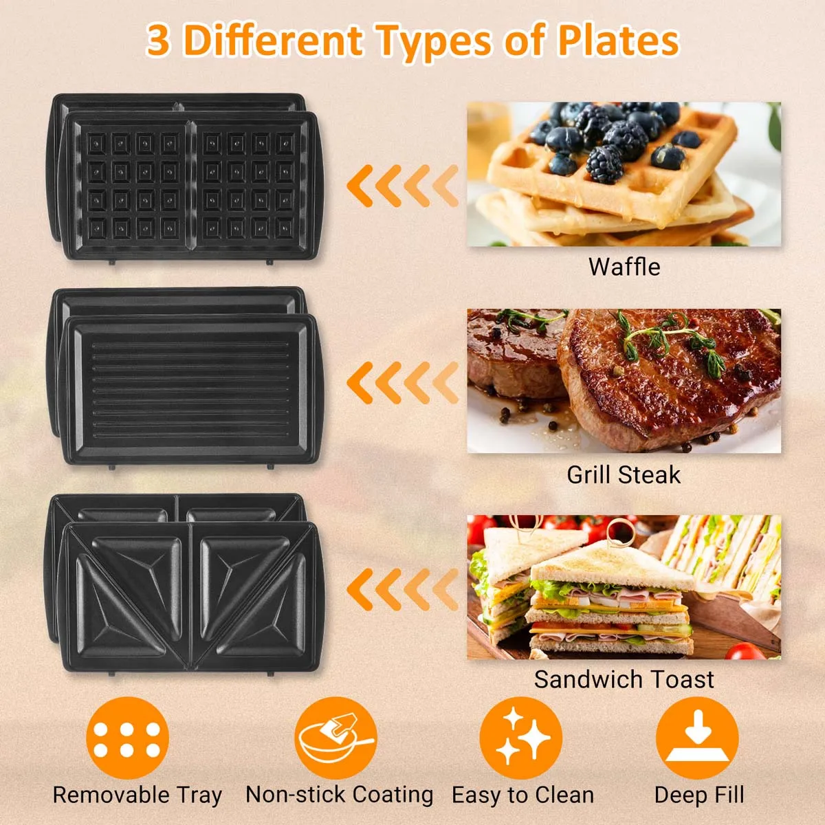 3 in 1 grill sandwich & waffle maker