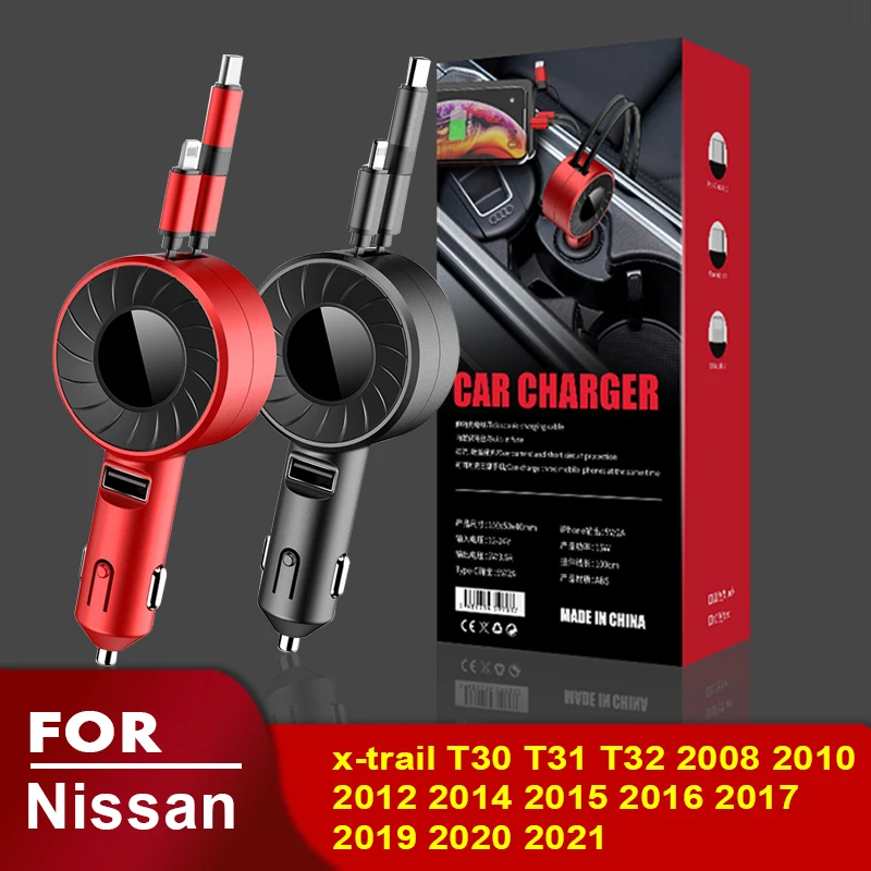 

USB Type C Car Charger for iPhone Android HUAWEI HONOR Xiaomi POCO Redmi Samsung Galaxy for Nissan x-trail T30 T31 T32 2008-2021