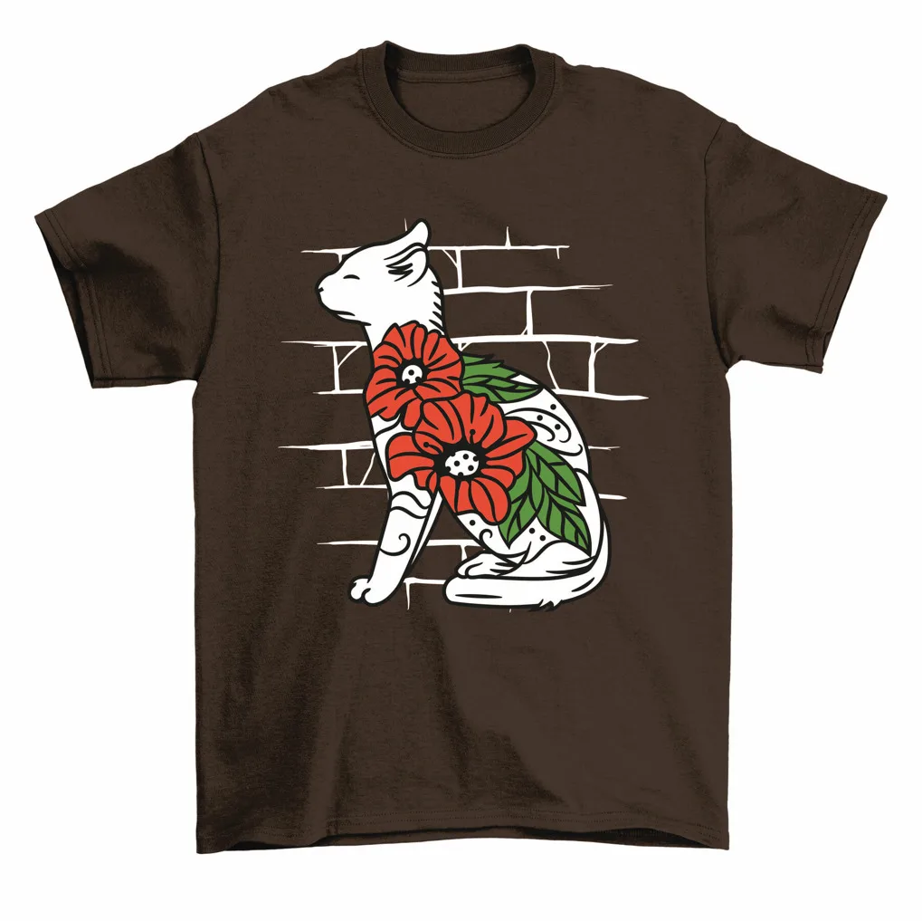 Футболка vkwwhy Красные цветы Хлопок Короткий рукав