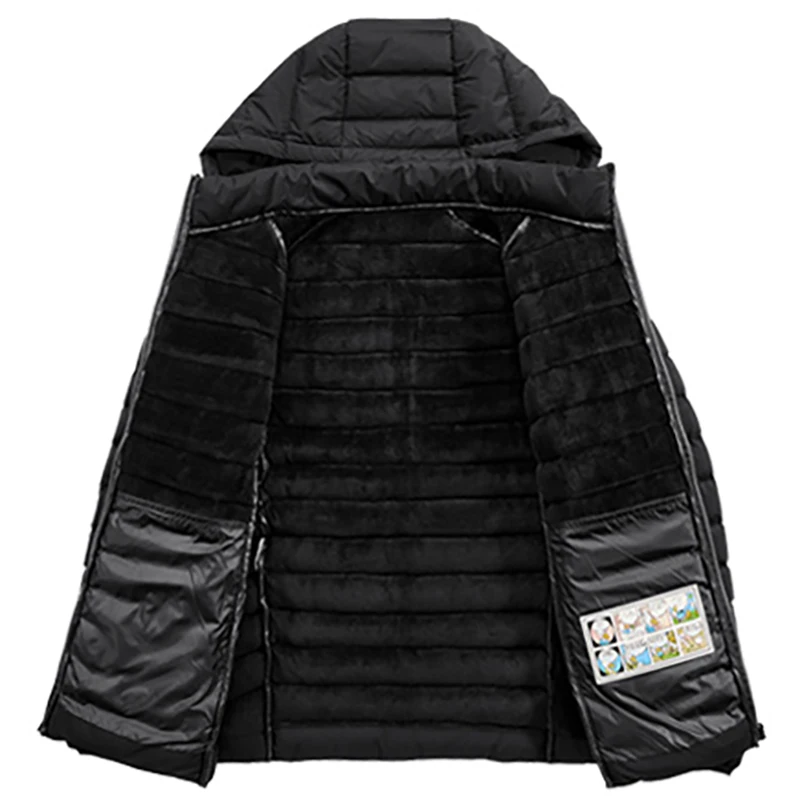 VARSANOL Winter Mens Parkas Thick Zipper Jackets 2022 Warm Male Clothing Outside Coats Solid Color Hooded Parkas Men Plus Size