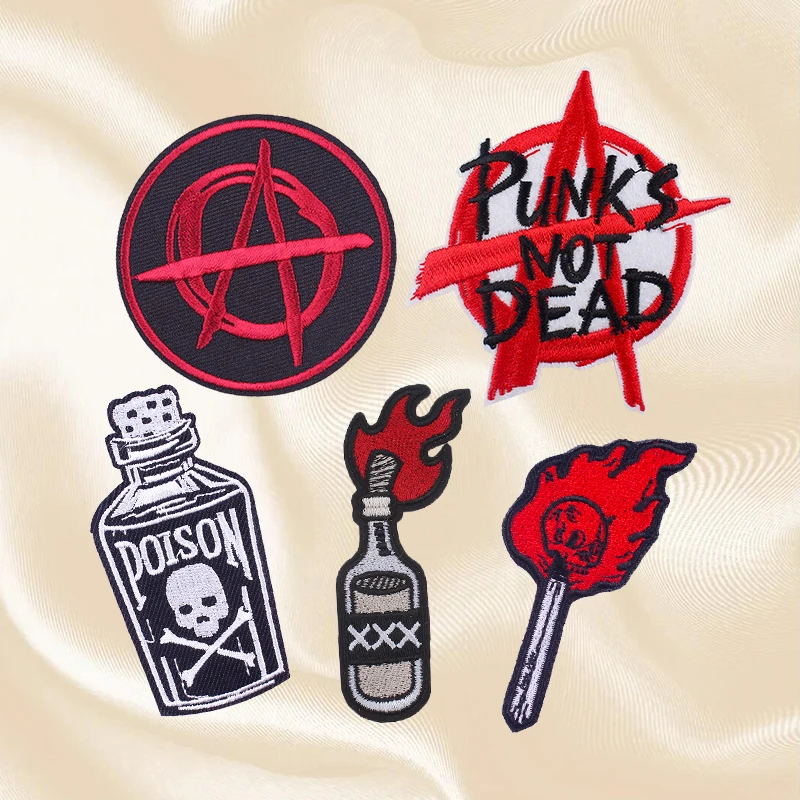 Набор нашивок с вышивкой в стиле панк/Рок/Череп