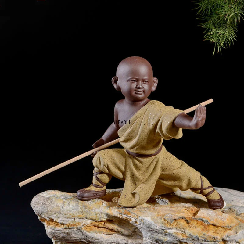 

Small monk sculpture statue ceramic home decoration crafts Chinese style tea set sculpture Buddha statue best gift free delivery