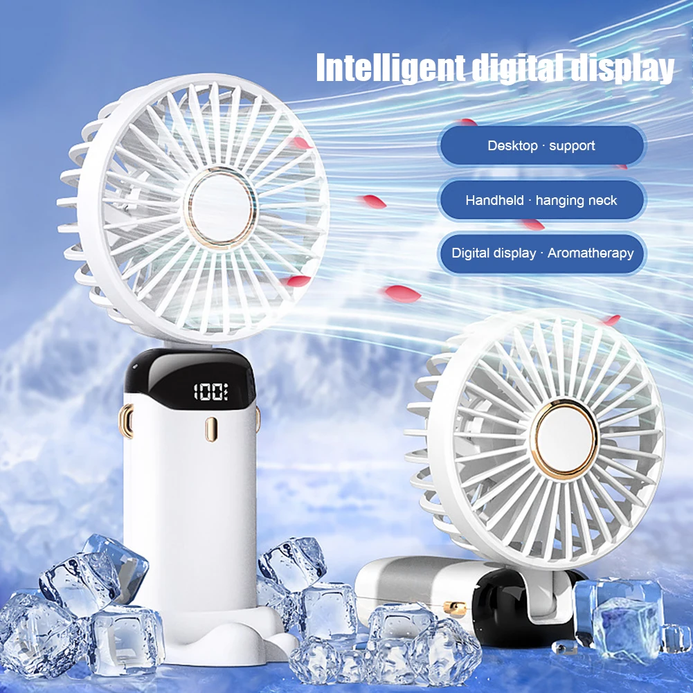 

2022 New Portable Hand-Held Fan Office Desktop Multifunctional Folding Double-Headed Small Electric Fan With A Neck Lanyard