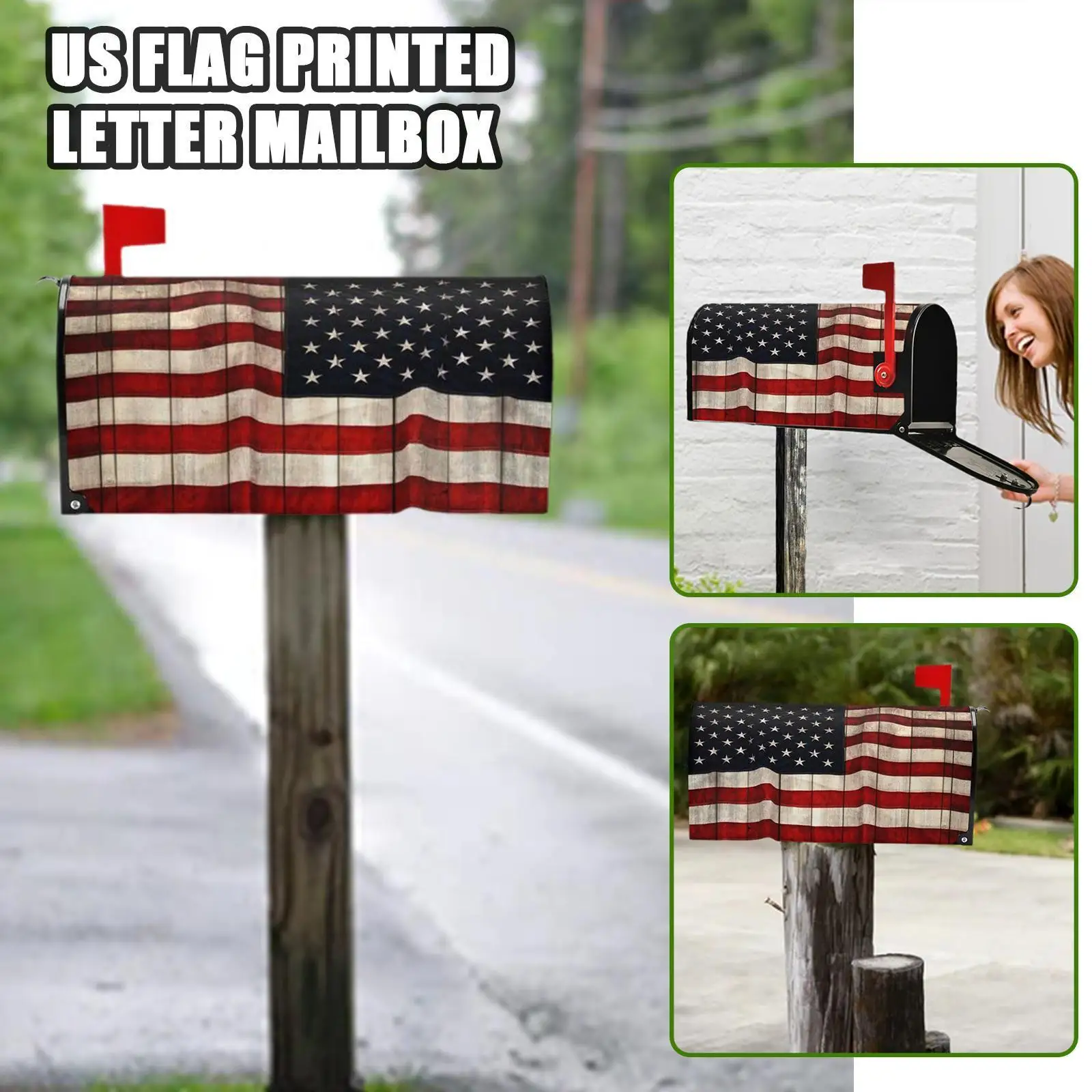

Us Flag Polyester Material Mailbox Cover American Flag Print Post Letter Decoration Wrap Stickers Box H4q8