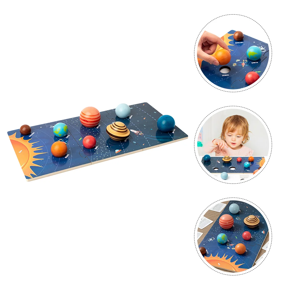 

Wooden Puzzles Kids Solar System Toys Space Cognition 3-5 Planets Preschool Child