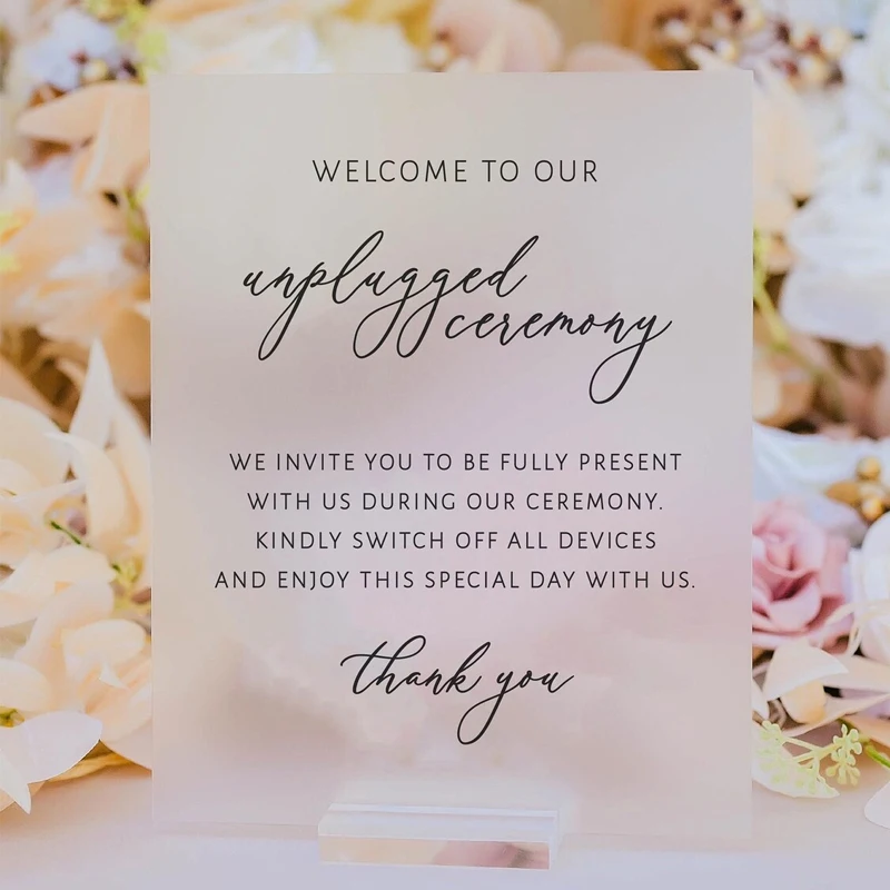 Неподключенный прозрачный стеклянный акриловый Свадебный знак отсоедините