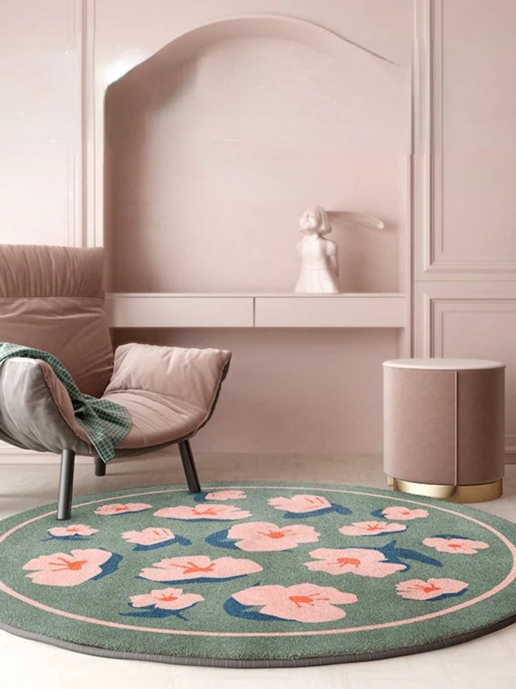 

Retro Round Carpet Creative Living Room Bedroom Bedside Carpet Round Household Desk Swivel Chair Floor Mat Summer