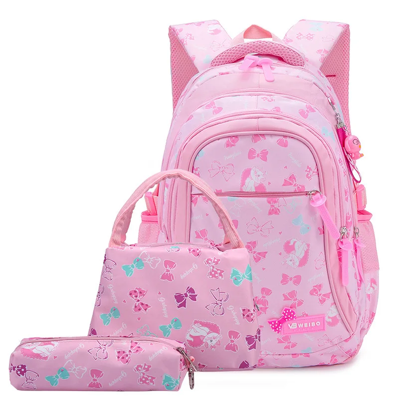Korean Version of Primary and Secondary School Student Backpack Girl Children Ultra Light Waterproof Backpack Three Piece Set