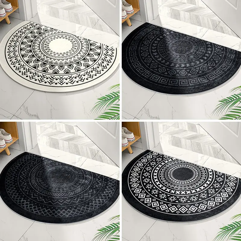 Entry Mats Household White Carpet Entry Semicircle Nordic Door Mats Living Room Bedroom Door Mats Soft Bathroom Non-slip Mats