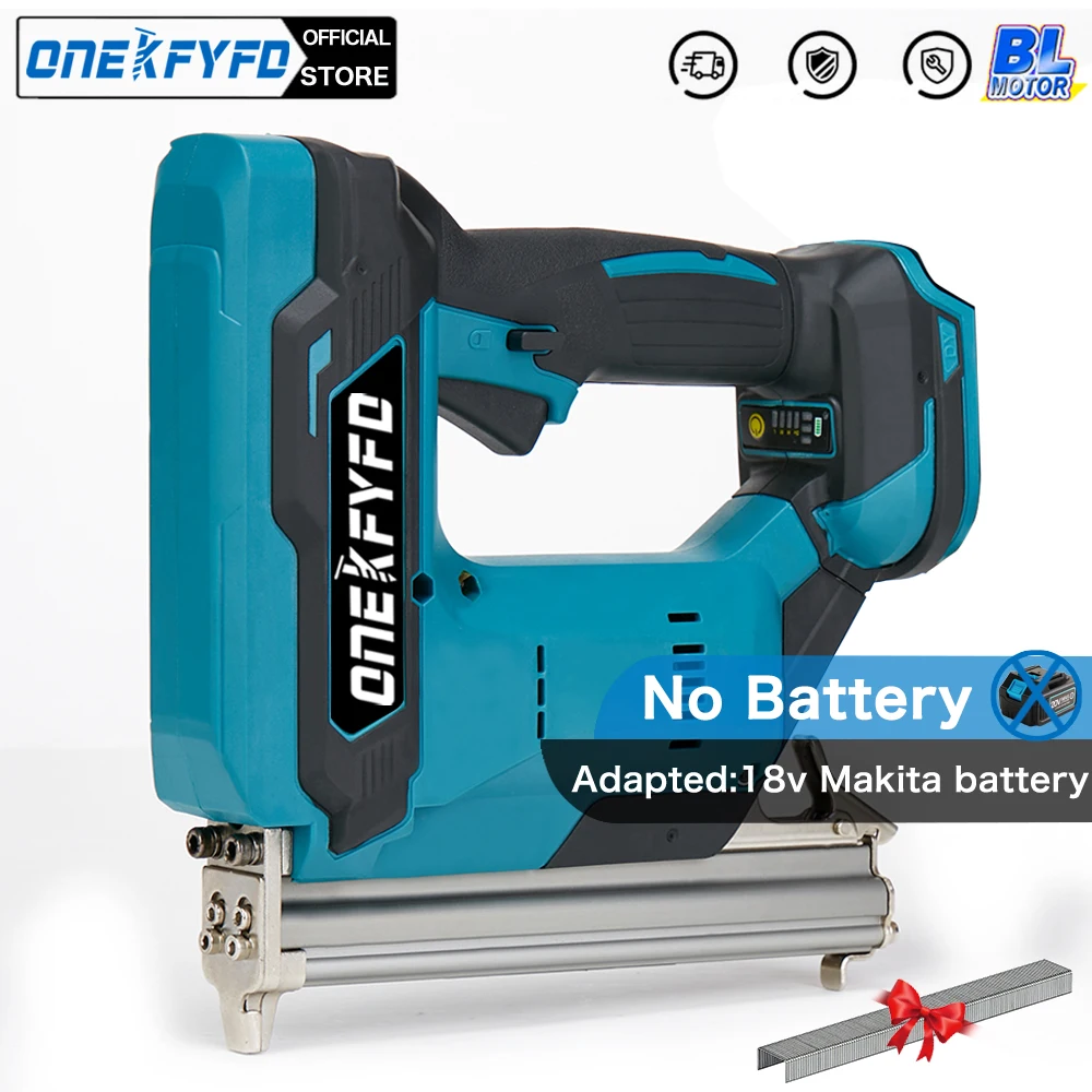 Brushless Wireless Cordless 422J U Staples Electric Nail Gun Stapler Nailer Lithium + 1set Nails For Makita 18V (No Battery)
