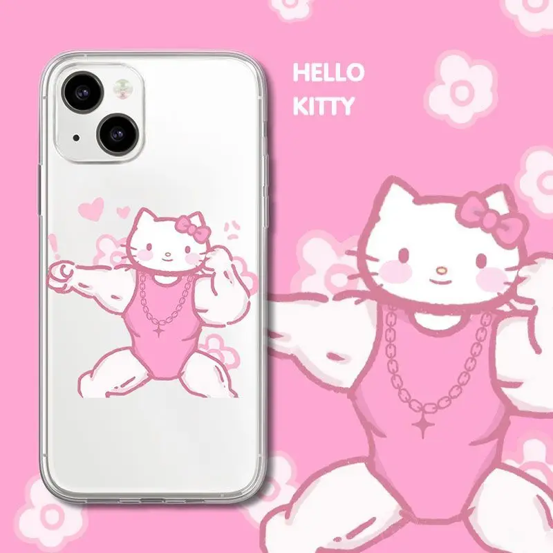 

Милый прозрачный персонализированный Чехол для телефона Sanrio Hello Kitty с мультяшными изображениями песка, подходит для Iphone 13Promax 11 12 14 Xr 7 8P