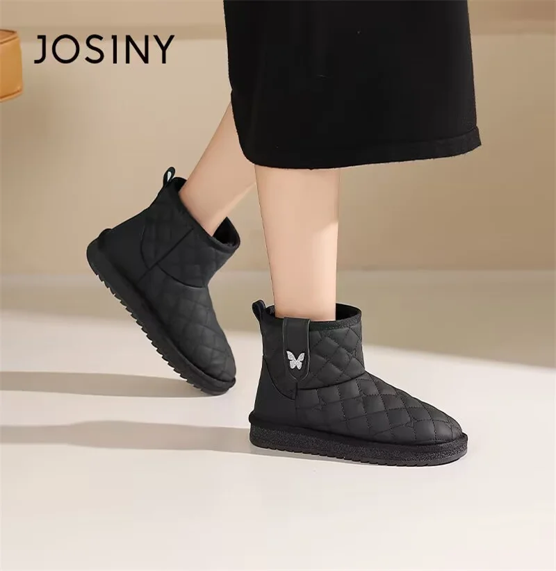 

Butterfly decoration fashion winter plus fleece warm boots simple all-in-one handmade custom fur boots women's 35-40
