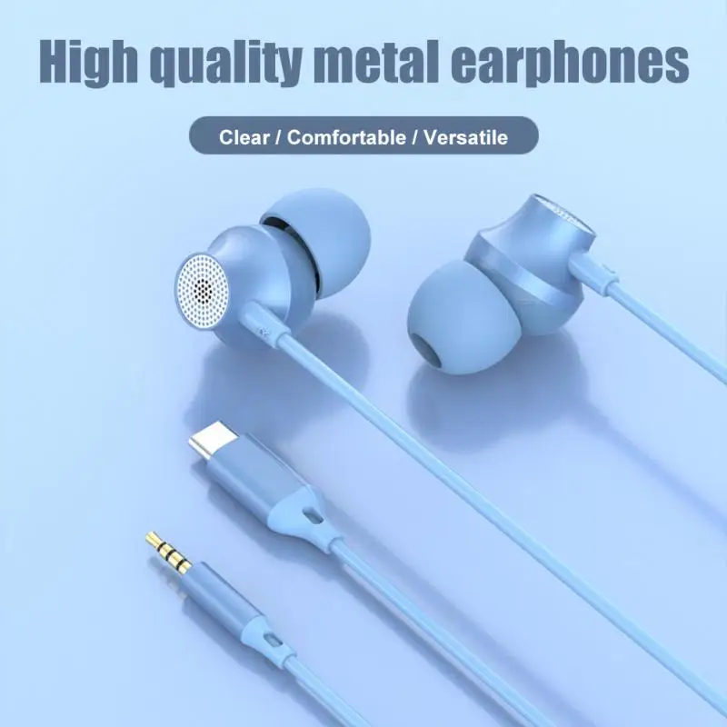 

Wired Headset Earphone Hifi Super Bass 3.5mm Type-C Noise Canceling In-Ear Headphones Stereo Earbuds Ergonomic Sports Earphones