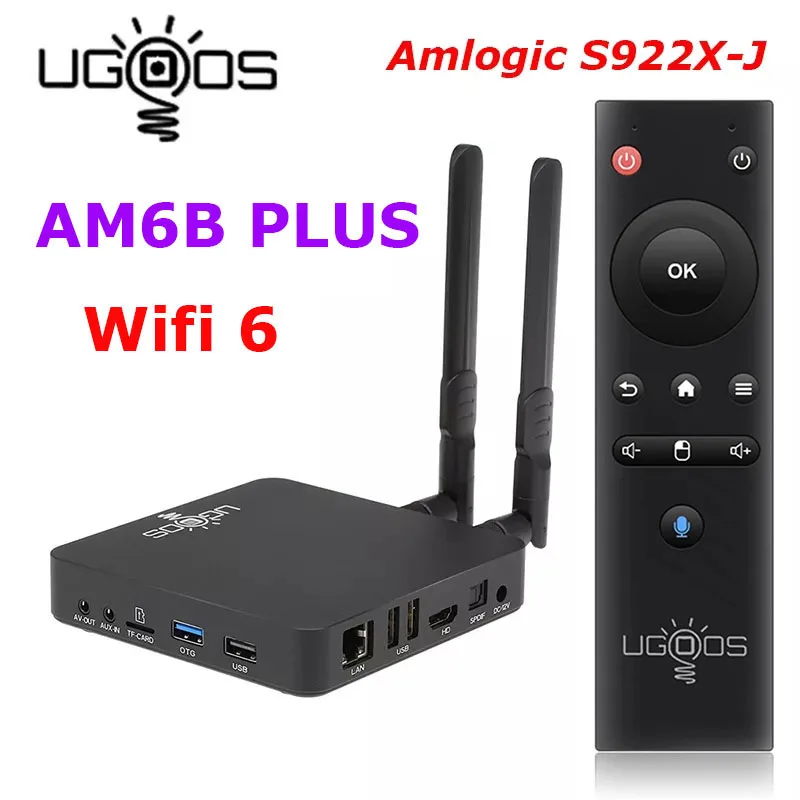 ТВ-приставка UGOOS AM6B Plus Android 9 0 DDR4 4 Гб ОЗУ 32 ПЗУ WiFi6 1000M BT5.0 4K AM6