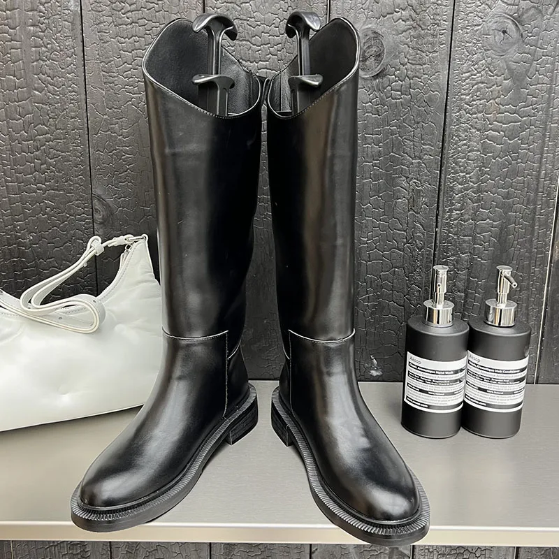 

Женские сапоги до колена Челси, модные уличные Женские повседневные Дизайнерские Сапоги с круглым носком, современные сапоги в западном стиле, 2022