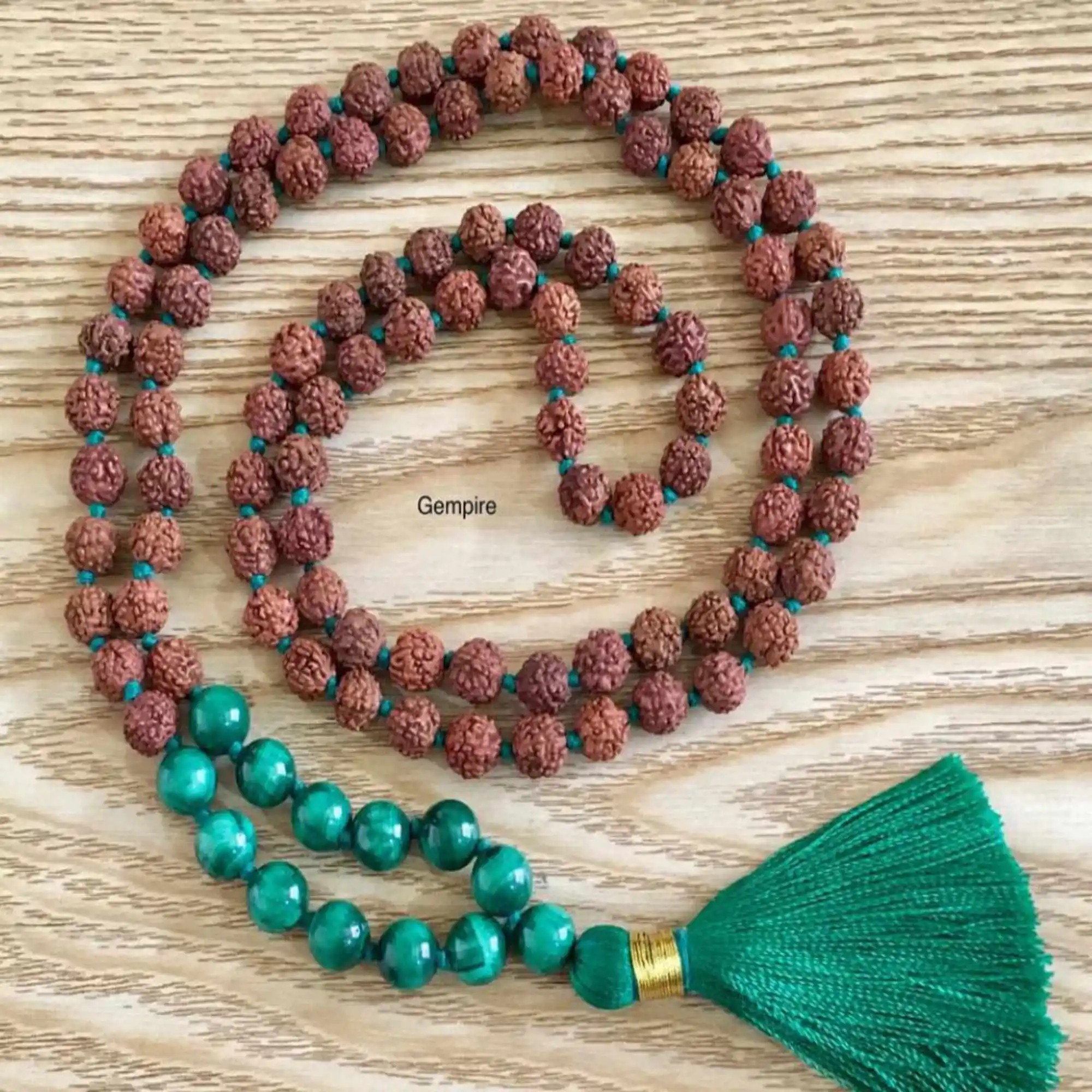 

8mm Natural knot Rudraksha Malachite gemstone beads necklace Easter Practice Yoga Cuff Blessing All Saints' Day Chakra
