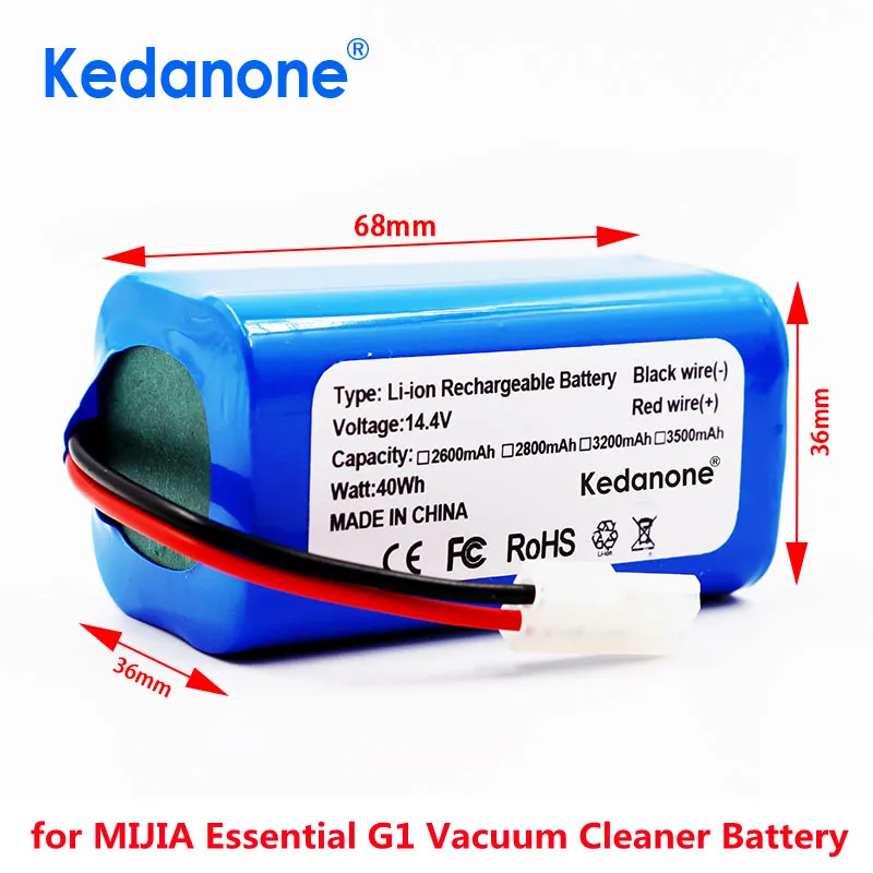 

18650 battery pack 14.4V 2600mAh lithium ion battery, suitable for Xiaomi G1 Mi Essential MJSTG1 robot vacuum cleaner