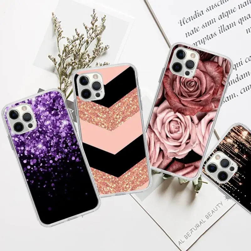 

Love Rose Gold Phone Case for iPhone 11 12 13 Mini Pro Max 8 7 6 6S Plus X 5 SE 2020 XR XS Case shell