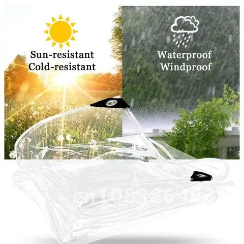 Прозрачный Водонепроницаемый брезент с люверсами из ПВХ прочный устойчивый к