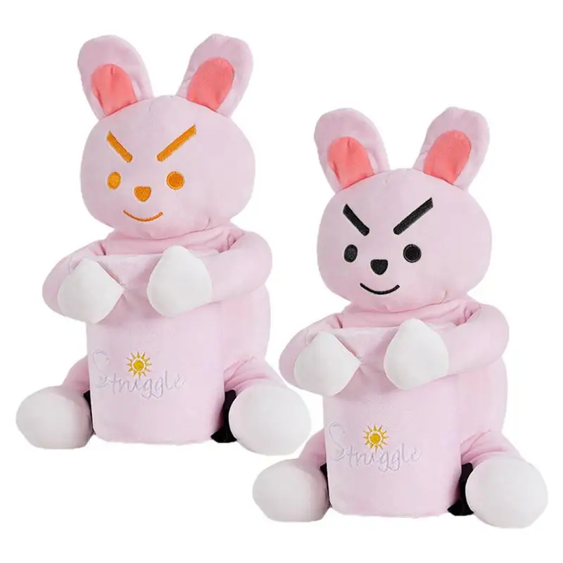 

Car Paper Holder Plush Rabbit Cartoon Tissue Towel Dispenser Center Console Napkin Organizer Auto Garbage Tarsh Can Decor