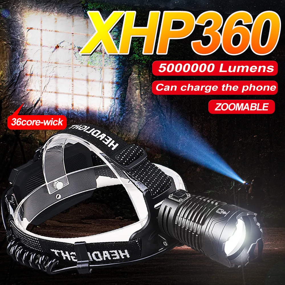 

Налобный фонарь XHP199, светодиодный, аккумуляторный, 1000000 лм