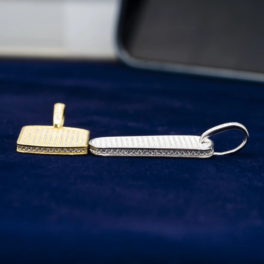 Moissanite Dog Tag Pendant Necklace For Men S925 Silver Real Diamond Iced Out Necklaces Women Jewelry Pass Tester With GRA