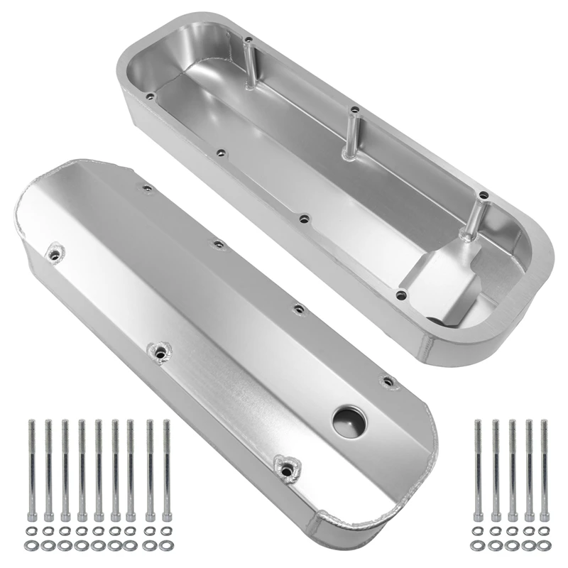 

Fabricated Valve Covers Breather Holes Silver For 1965-1995 BBC Big Block Chevy 396 402 427 454 502 w/Long Bolts V8 Engines T6
