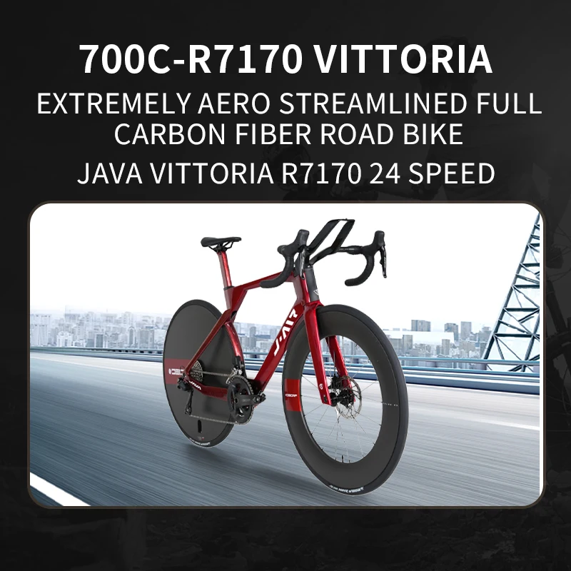 Фото Велосипед шоссейный VITTORIA Aero 105 DI2 с интегрированной карбоновой рамой, закрытыми карбоновыми колесами 700C и дисковыми тормозами №2
