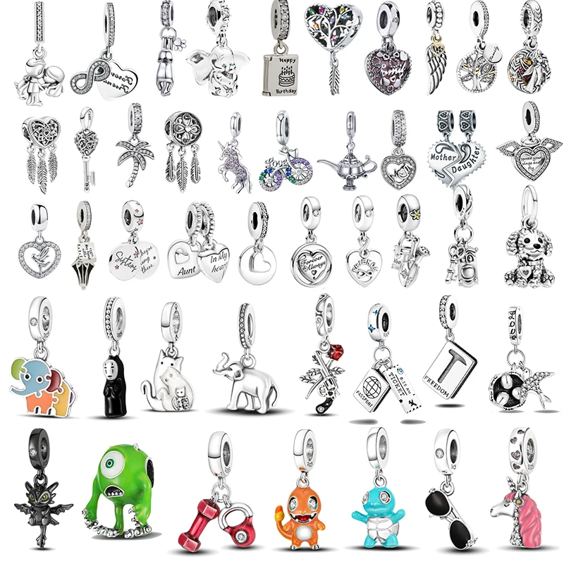 

925 Sterling Silver Cute Animal Digital Pendant Charms Fit Original Pandora Charm Bracelet for Women DIY Fashion Jewelry Making