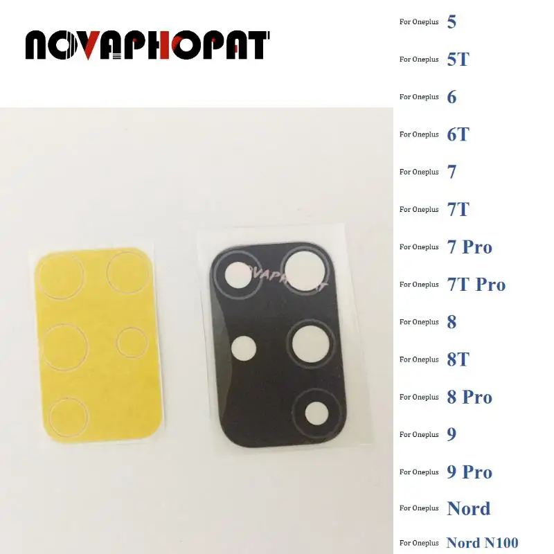 

10 шт. черное заднее стекло для объектива камеры с Ahesive для Oneplus 1 + 5 5T 6 6T 7 7T 8 8T 9 Pro Nord N100