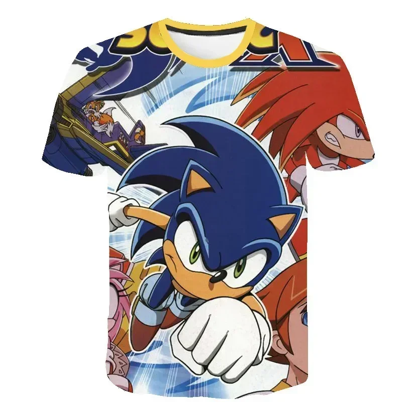 T-shirt 2024 Children's Clothes Sonic 3D for Kids Boys and Girls Cartoon Printing Animation Cosplay Clothing Accessories