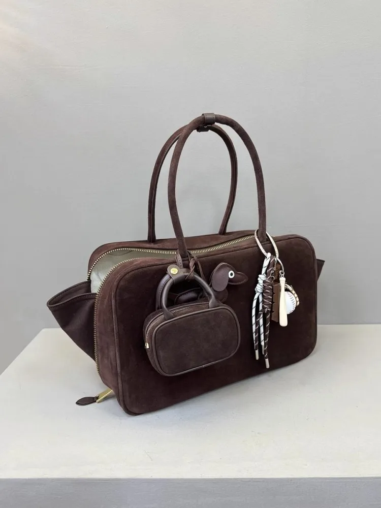 Осень-зима ретро замшевая сумка-тоут из коровьей кожи женская большая