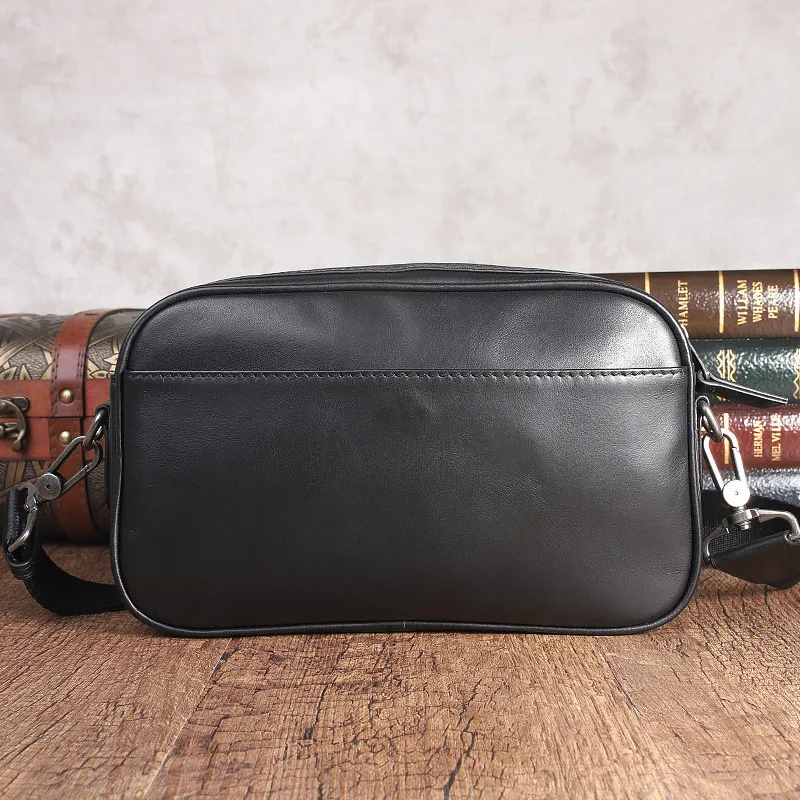 Fashion designer first layer cowhide men business black messenger bag daily outdoor weekend real cowhide shoulder messenger bag