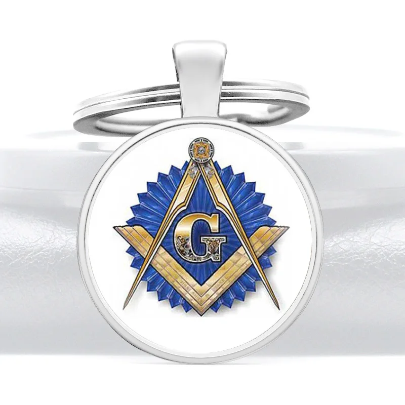 

Classic Free and Accepted Masons Glass Cabochon Metal Pendant Key Chain Men Women Key Rings Accessories Keychains Gifts