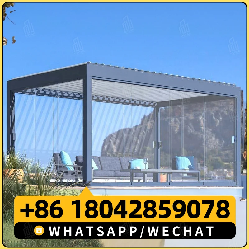 Водонепроницаемая беседка ручная 3x3 уличные комплекты с жалюзи система крыши