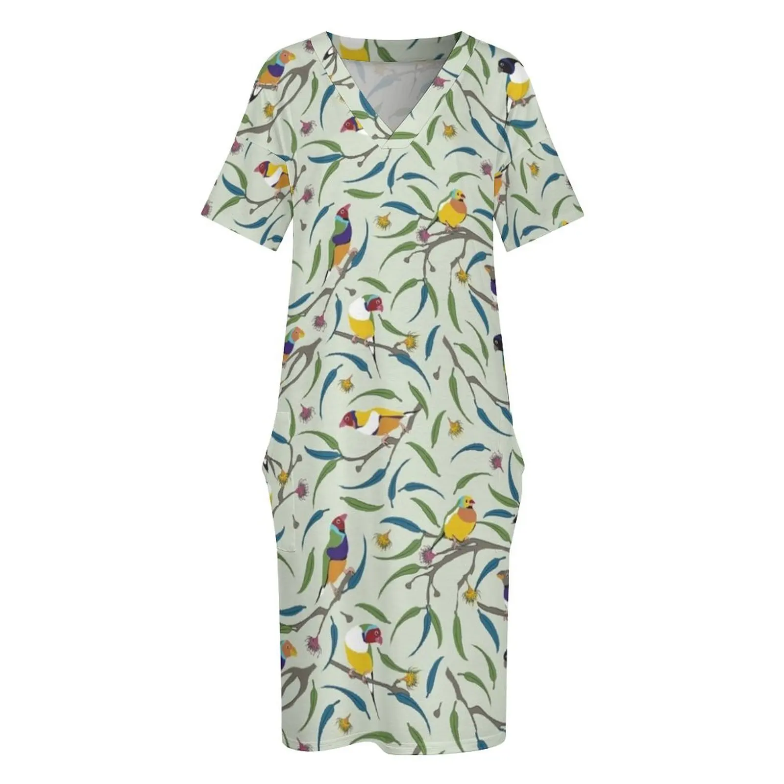 Австралийский гульдиан (радуга) Finches Свободное карманное платье вечернее женские