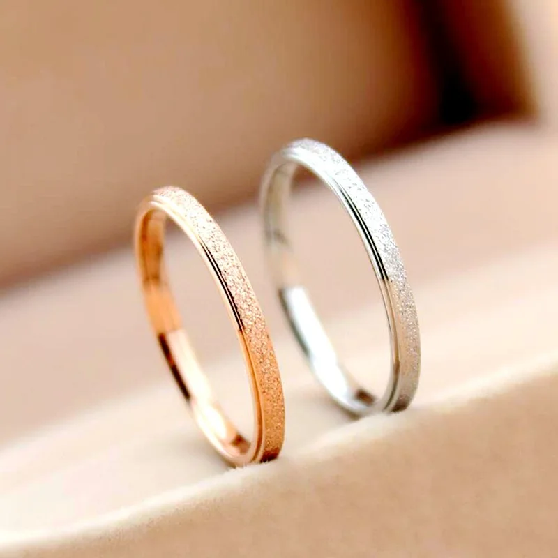 

New Titanium Steel Frosted Rings, Female Stainless Steel Lovers, High-end Simple Rings, Fashion Temperament, Jewelry Wholesale