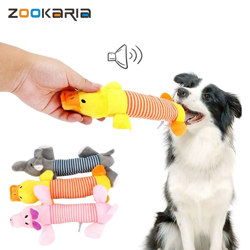 

Sound Dolls Squeak Chew Dog Cat Pet Toys Dog Cat Fleece Pet Funny Plush Toys Elephant Duck Pig Fit for All Pets Durability