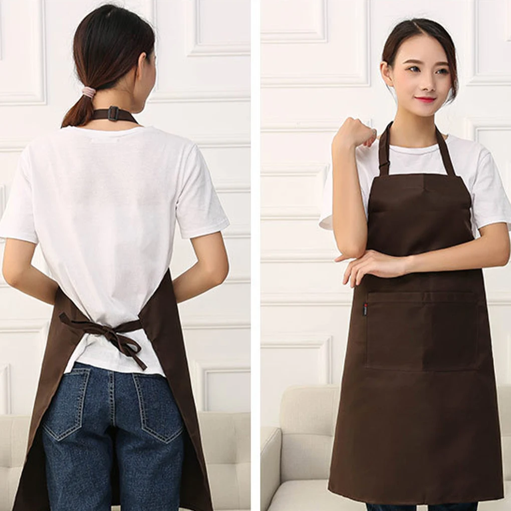 

2pcs Fashion Unisex Work Apron For Men Black Apron Bib Adjustable Cooking Kitchen Restaurant Aprons For Woman With Pockets