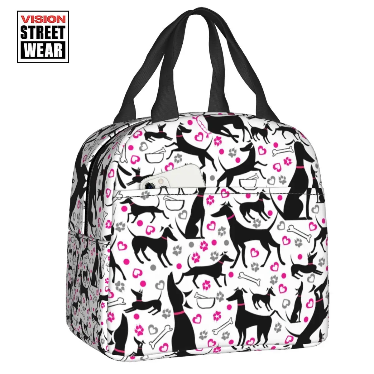 

Greyhound Insulated Lunch Bags for Women Leakproof Whippet Hound Dog Cooler Thermal Lunch Box Office Work School