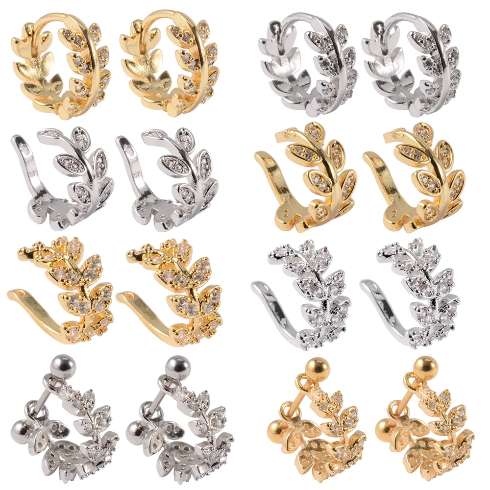 

1PC Gold & Silver Color Ear Cuff Adjustable Micro Pave CZ Zircon Non-Pieced Fake Piercing Small Sized Girl Clip Earring Jewelry