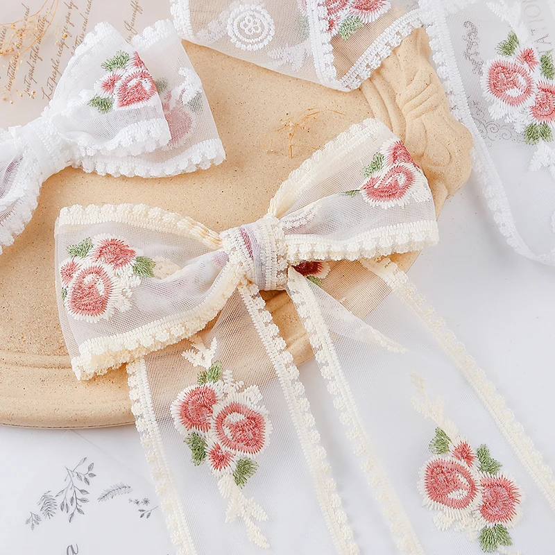 4 5 метра вышитые кружевные ленты винтажные розы полые резные сетчатые пришивные